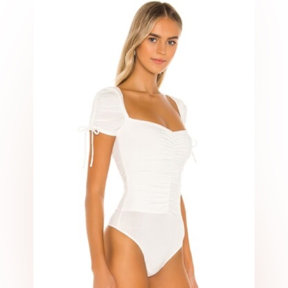Lovers and Friends White Ruched Jupiter Bodysuit, Women’s Size Small - Picture 10 of 12